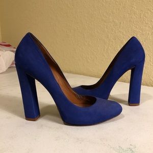 SCHULTZ  Suede Peep Toe High Heel Shoes Blue